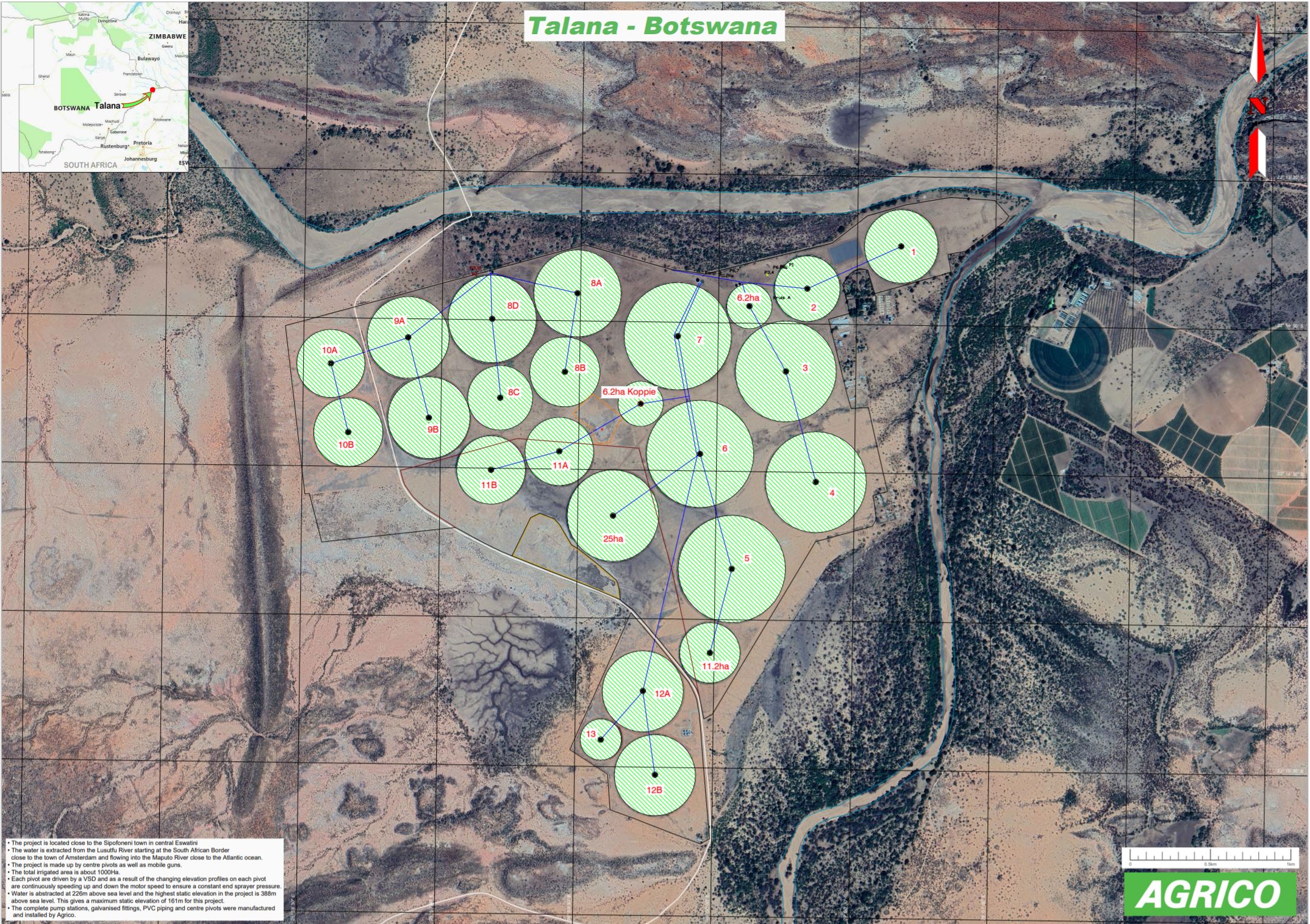 Agrico Kwanentle irrigation field map